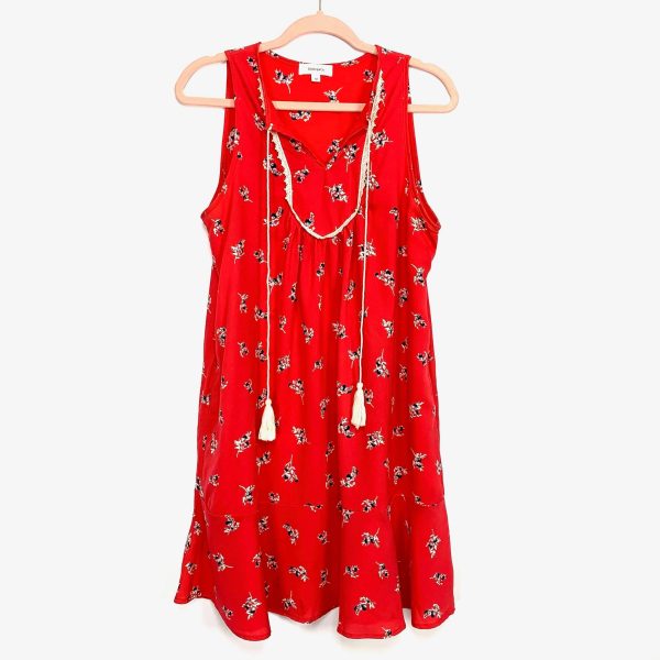 Hailey & Co Red Floral Print Sleeveless Dress- Size M on Sale