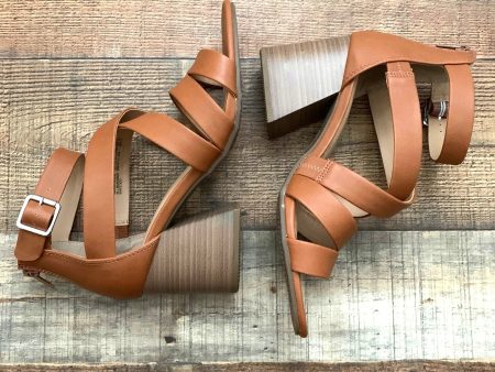 Time And Tru Cognac Chunky Heel Sandal- Size 9 (Great Condition) Discount