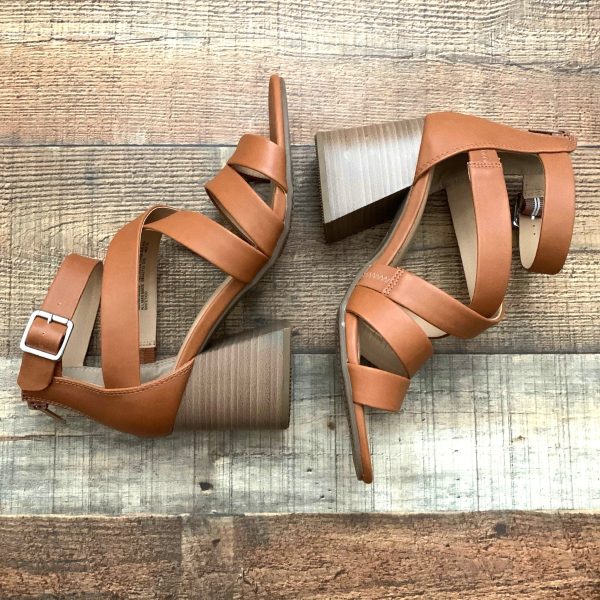 Time And Tru Cognac Chunky Heel Sandal- Size 9 (Great Condition) Discount