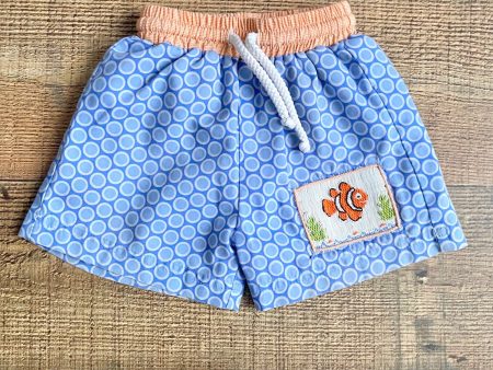 Anavini Blue Smocked Fish Swim Shorts- Size 18M on Sale