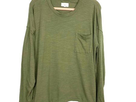 Lou & Grey Olive Long Sleeve Front Pocket Top- Size S Online Hot Sale