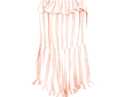 Billabong Pink And White Linen Ruffle Romper (NWT)- Size S on Sale