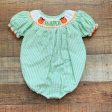 Poppy Kids Co White Green Striped Pumpkin  Harper  Bubble Romper- Size 3M For Cheap