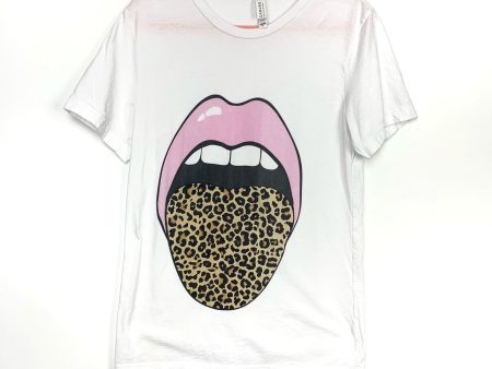 Bella + Canvas White Animal Print Tongue T-Shirt- Size M (We have matching onesie) Discount