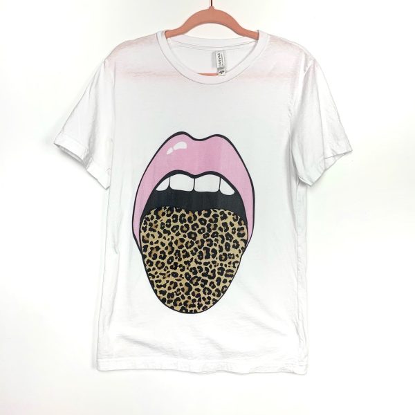 Bella + Canvas White Animal Print Tongue T-Shirt- Size M (We have matching onesie) Discount