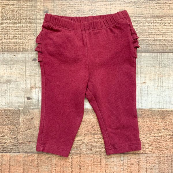 Old Navy Burgundy Ruffle Bottom Leggings- Size 0-3M For Discount