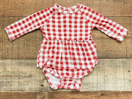 Spearmint Love Red White Gingham Romper- Size 0-3M Online Hot Sale