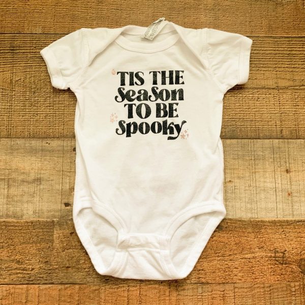 Rabbit Skins White  Tis The Season To Be Spooky  Onesie- Size 6M Hot on Sale