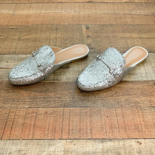 A New Day Silver Glitter Mules- Size 8 (Like New Condition!) Cheap