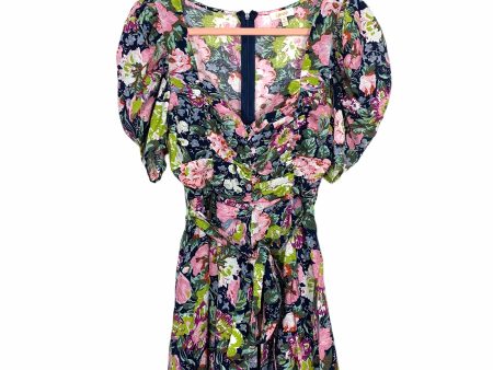 A Peach Floral Print Belted Romper- Size M Online