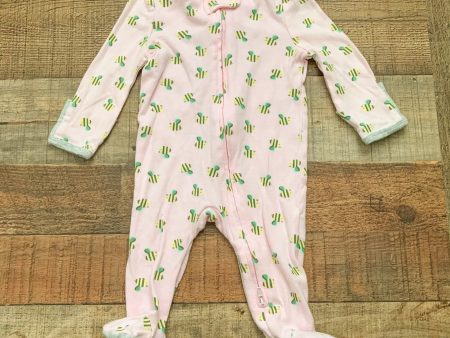 Cloud Island Pink Bee Print Zip Up Footie with Mittens- Size 3-6M For Cheap