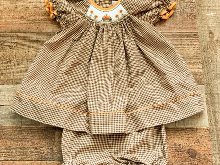 Petit Ami Smocked Pumpkin Dress with Bloomers- Size 3M on Sale