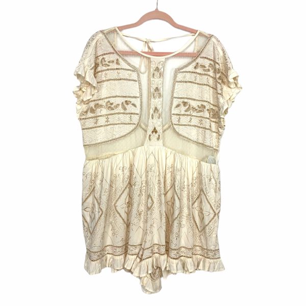 Free People Cream Embroidery Romper NWT- Size S Online Sale