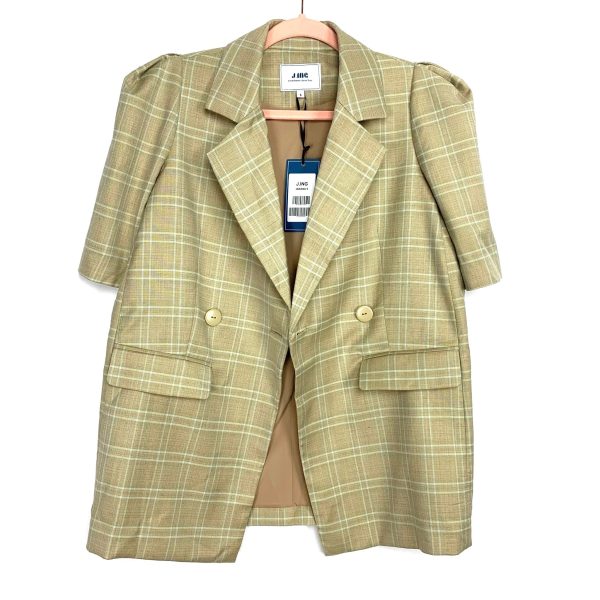 J.Ing Tan Plaid Shoulder Pad Blazer NWT- Size S Sale