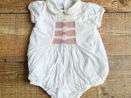 Dondolo White Pink Smocked Bubble Romper- Size 3M Supply