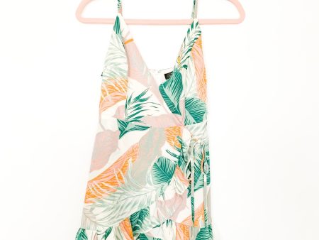 Blue Blush Palm Print Faux Wrap Romper- Size S Fashion