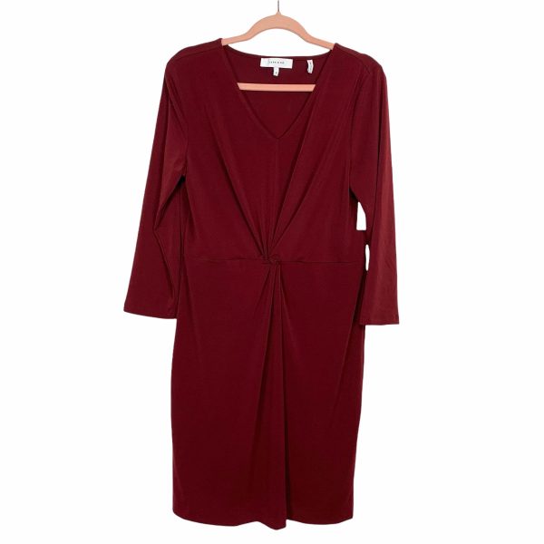 Lark & Ro Maroon Front Twist Fitted Dress NWT- Size 14 Online