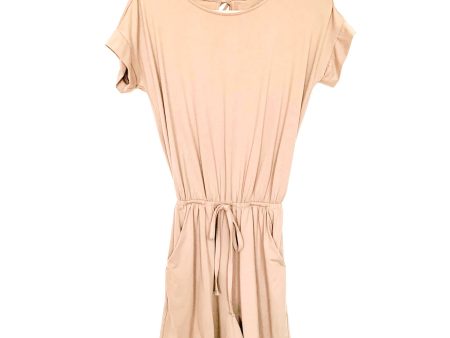 Zenana Tan Tie Back Faux Drawstring Waist Romper- Size S Sale