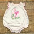 Mudpie Pink Flamingo Flutter Sleeve Onesie- Size 0-3M Online now