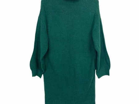 Pink Lily Forest Green Mock Neck Bell Sleeve Sweater Dress- Size M Cheap