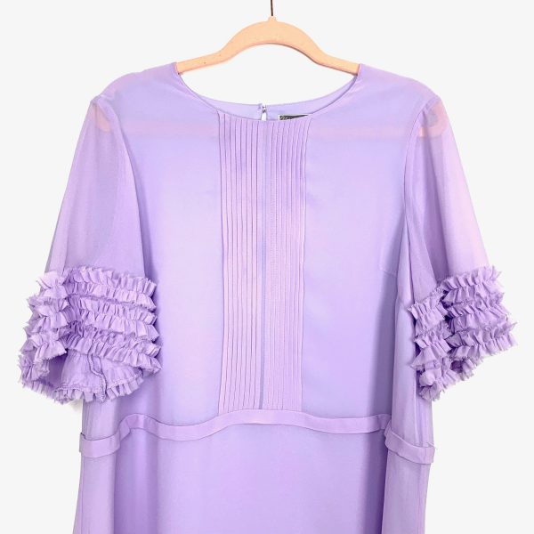 Chelsea 28 Lilac Front Pleat Ruffle Sleeve Dress- Size L Hot on Sale