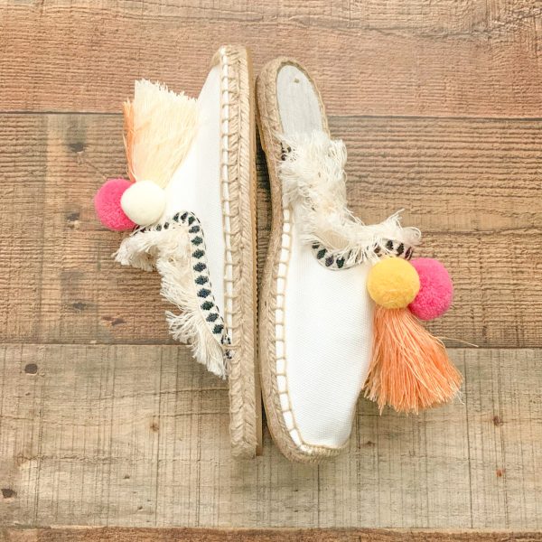 No Brand Canvas Tassel Pom Pom Espadrille Flat- Size 7 (Like New Condition!) For Discount