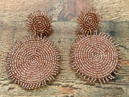 No Brand Champagne Beaded Circle Earrings Discount