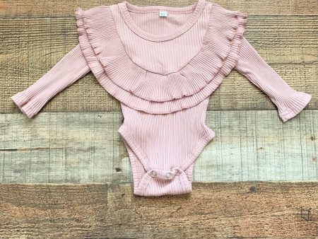 No Brand Mauve Ribbed Ruffle Onesie- Size ~0-3M (See Notes) For Cheap