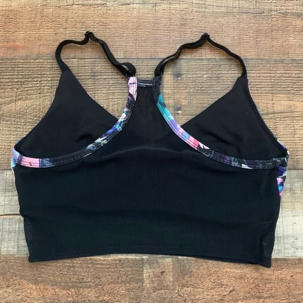 Fabletics Black Floral Print Back Mesh Padded Sports Bra- Size ~S M (we have matching leggings) on Sale