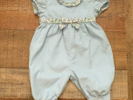 Petit Ami Corduroy Blue and Floral Print Jumpsuit- Size 3M Discount