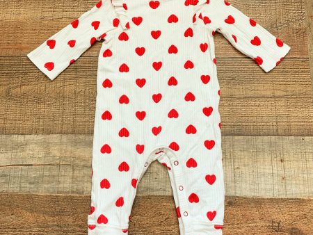 Baby Cat & Jack White Ribbed Red Heart Jumpsuit- Size 3-6M Online Hot Sale