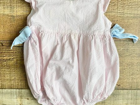 The Oaks Pink Striped Romper- Size 18M Online now