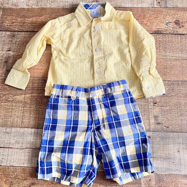 Florence Eiseman Yellow Gingham and Checkered Short Set- Size 2T on Sale