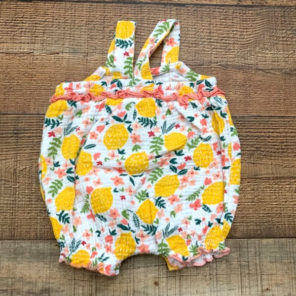 Mudpie Baby Girl Lemon and Floral Print Muslin Romper- Size 0-3M Online