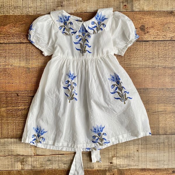 Better Living White Cotton Collared Floral Dress- Size 12M For Cheap