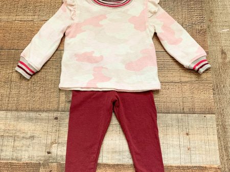 Splendid Camo Sweater with Burgundy Legging Set- Size 3-6M Online Hot Sale