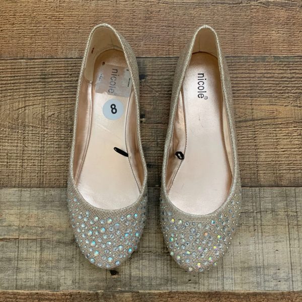 Nicole Selma Glitter and Rhinestone Ballet Flats- Size 8 on Sale