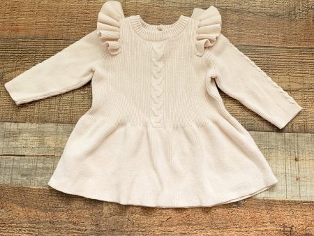 No Brand Cream Ruffle Sweater Dress- Size ~0-3M (see notes) For Discount