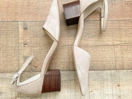 Sole Society Taupe Katrina Ankle Wrap Stacked Heel Pump Shoes- Size 9 For Cheap