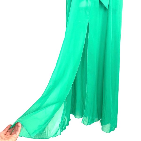 No Brand Green One Shoulder Belted Front Slit Dress- Size M Hot on Sale