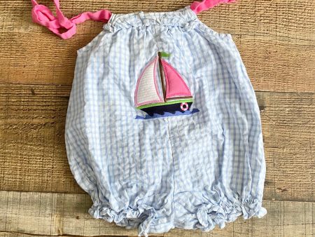 Zuccini Seersucker Sailboat Tie Strap Romper- Size 6M Discount