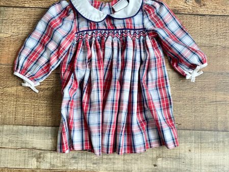 Shrimp and Grits Kids Red Plaid Collared Dress- Size 12M (see notes) Discount