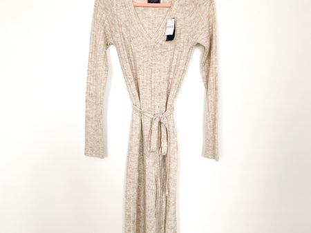 Abercrombie & Fitch Heathered Cream Belted Midi Sweater Dress NWT - Size S Fashion