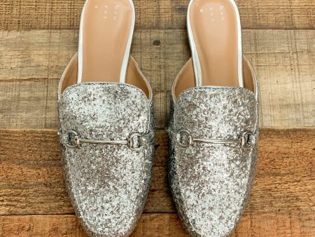 A New Day Silver Glitter Mules- Size 8 (Like New Condition!) Cheap