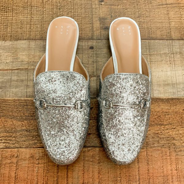 A New Day Silver Glitter Mules- Size 8 (Like New Condition!) Cheap