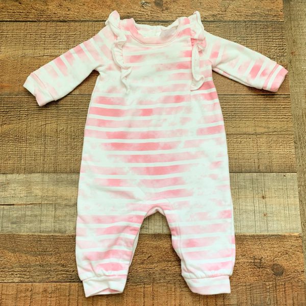 Baby Gap White Pink Tie Dye Ruffle Jumpsuit- Size 3-6M Discount