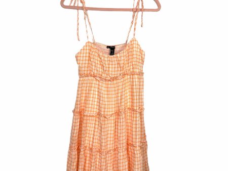 Forever 21 White Orange Plaid Tie Strap Dress NWT- Size S Online