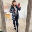 Joules Navey and White Striped Fleece Lined Hooded Rain Jacket- Size 8 (color sold out online) on Sale