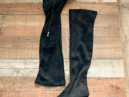 No Brand Black Suede Over the Knee Boots- Size 39 (US 8.5 LIKE NEW) For Cheap