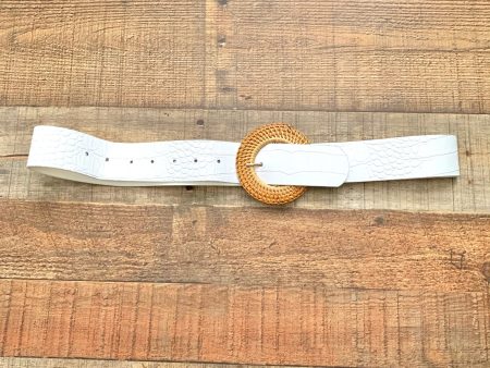 No Brand White Faux Leather Belt (see notes) Hot on Sale